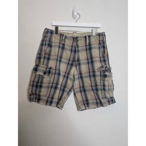 American Eagle Outfitters Mens Plaid Cargo Shorts Size 32 Y2K 90s Beach Preppy